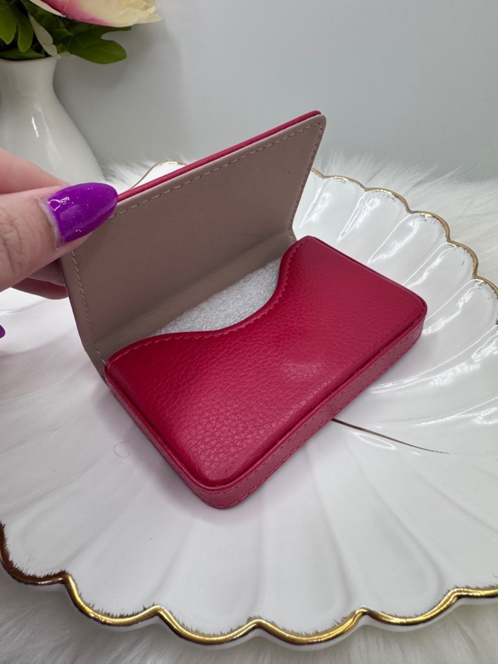 Mini Wallet Red Card Case Wallet - Picture 2 of 5